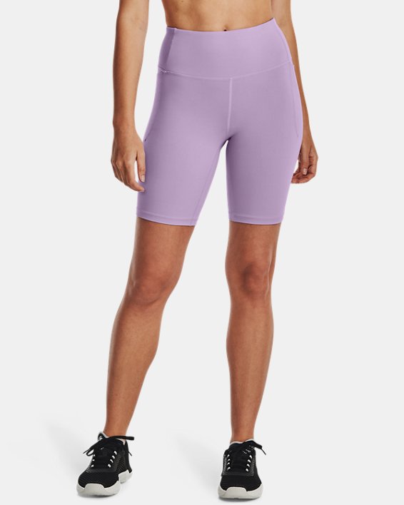 Women's UA Meridian Bike Shorts, Purple, pdpMainDesktop image number 0